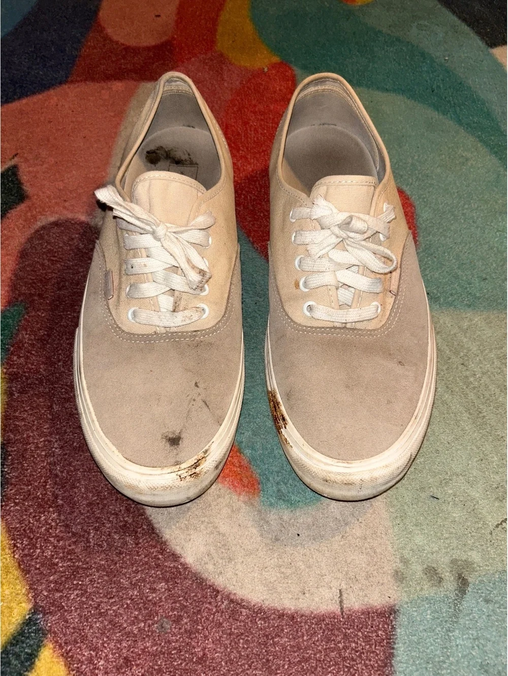 Vans Men's Two-Tone Beige Sneakers Size 9